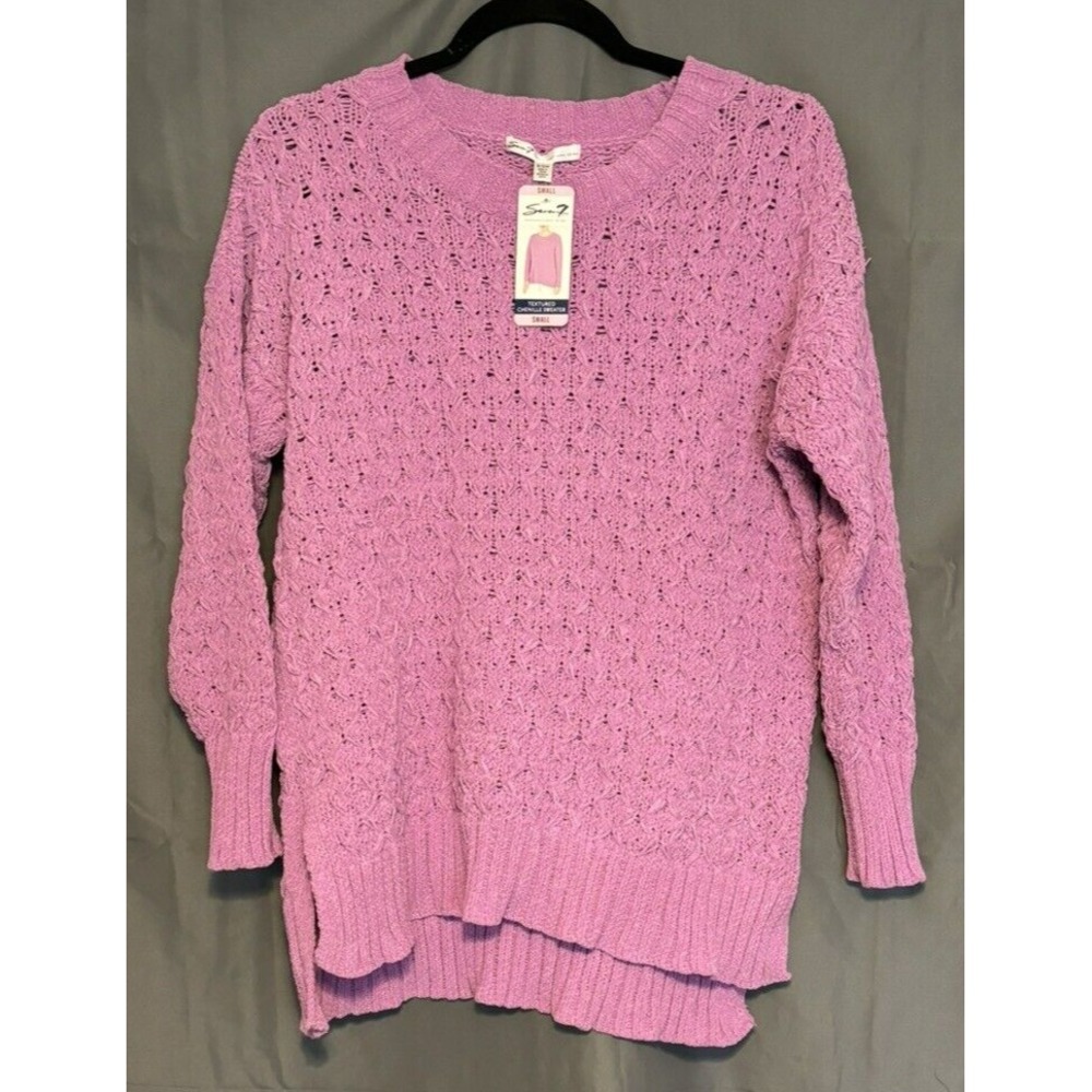 Seven7‎ Chenille Pullover Sweater Pink Size Small Popcorn Knit Textured Soft New